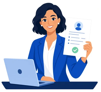 Smiling recruiter receiving the finished, branded resume